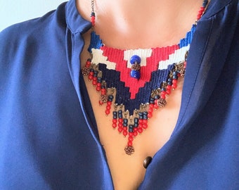 Woven Necklace / Fiber Jewelry / Kilim Necklace / Handwoven Necklace / Textile Jewelry / Statement Necklace