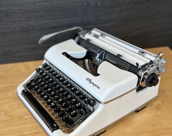 Custom Painted White Pearl Restored 1958 Olympia SM4 Manual Typewriter! New Platen! Works Perfectly!