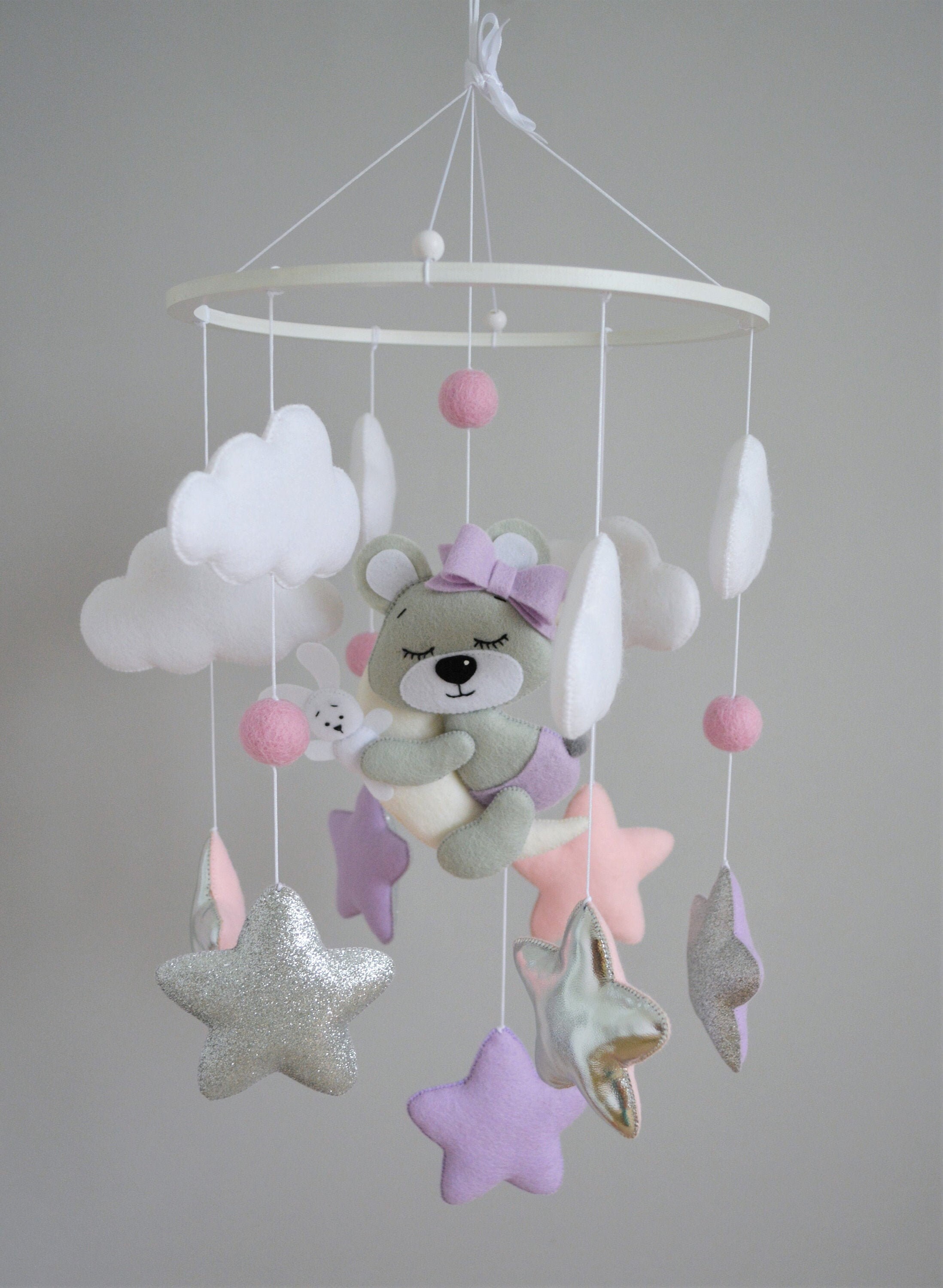 Teddy bear mobile Baby Girl Mobile Etsy
