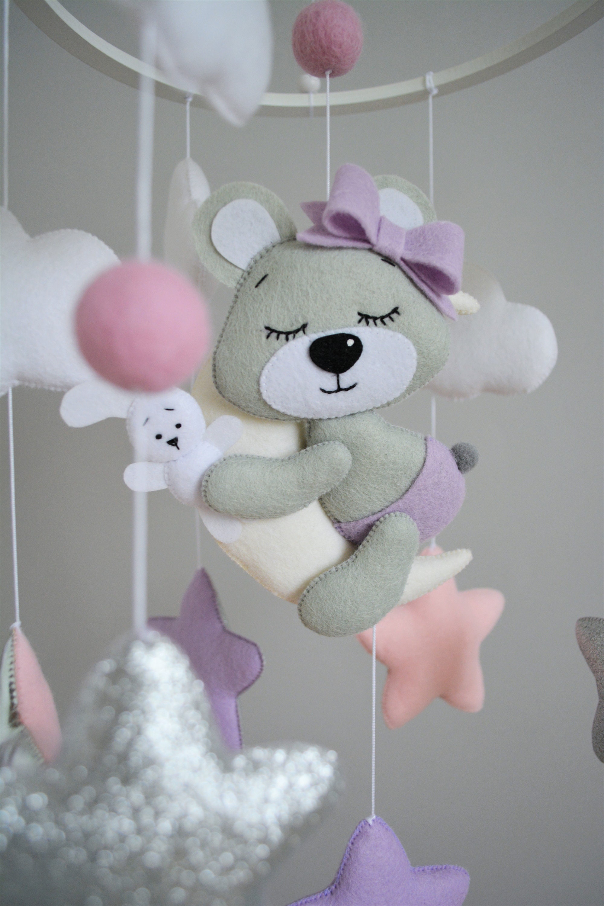 Teddy bear mobile Baby Girl Mobile Etsy
