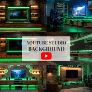 BUNDLE Digital YouTube Studio Backgrounds - Professional Virtual Backdrop for Video Creators, Streamers, and Vloggers - 20 High-Resolution