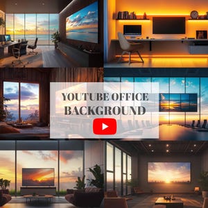 BUNDLE Digital YouTube Office Backgrounds - Professional Virtual Backdrop for Video Creators, Streamers, and Vloggers - 20 High-Resolution
