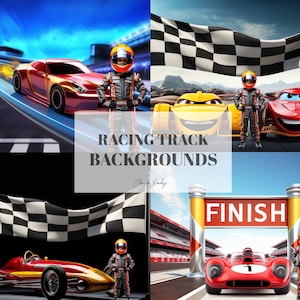 VIER Racing Track Digitale Hintergründe, Autospur, Ziellinie, JPG Dateien