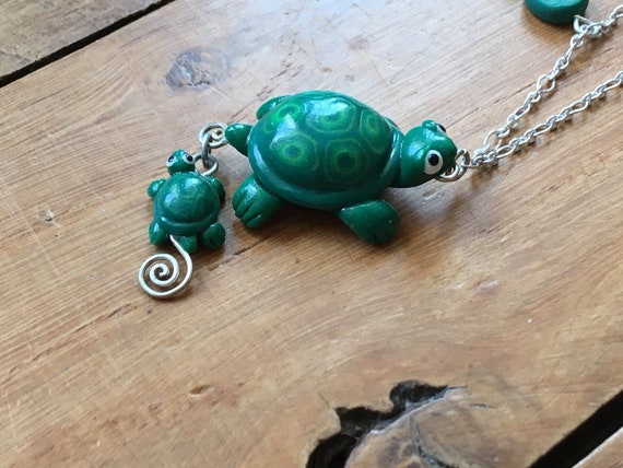 mom and baby turtle necklace