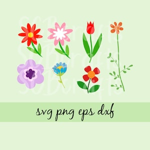 flowers svg spring tulip bundle printable design cut file cricut cameo editable vector, png, eps, dxf clipart scrapbook card making