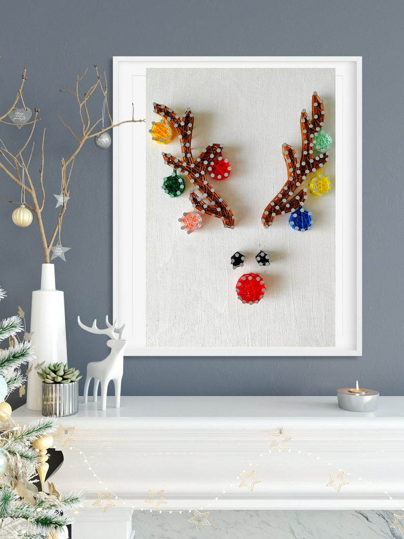 Christmas Reindeer String art template reindeer for kids | Etsy