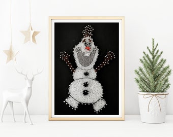Noël Frozen Olaf String art template, Kids string art pattern, Christmas string art imprimable, string art pour les enfants téléchargés