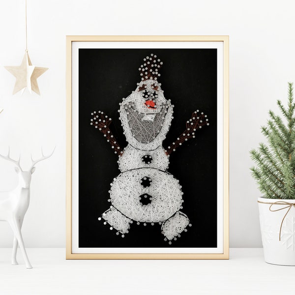 Christmas Frozen Olaf String art template, Kids string art pattern, Christmas string art printable, string art for kids downloaded