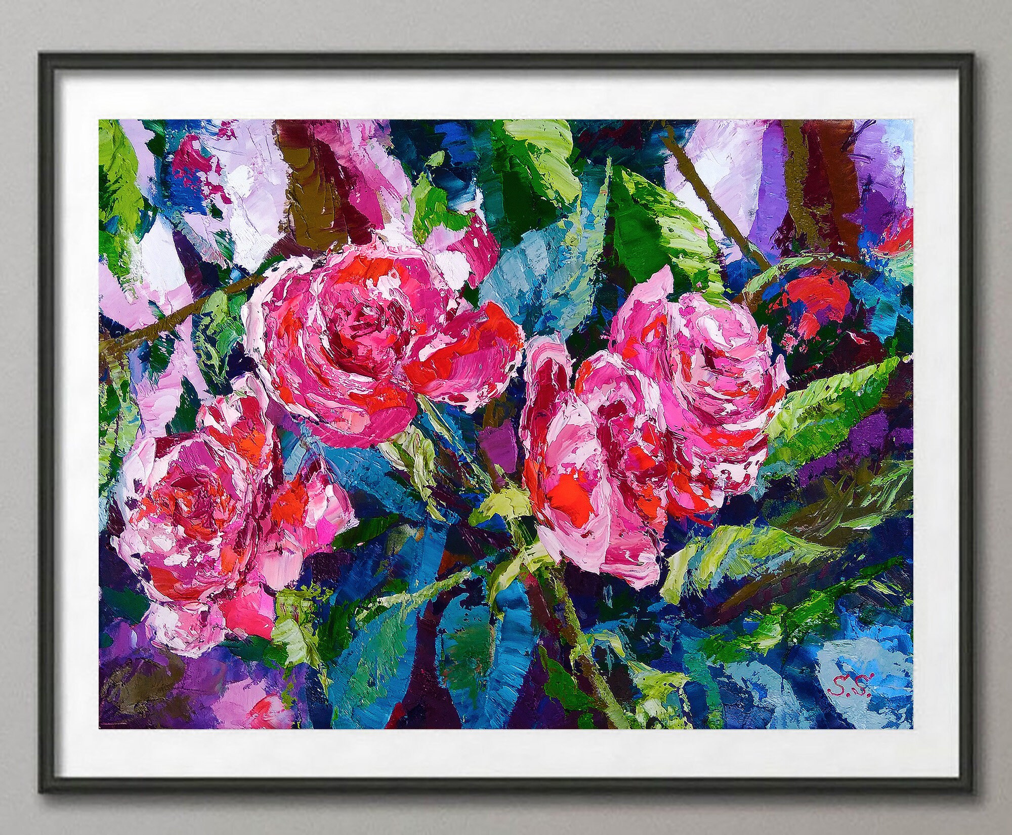 Roses Oil painting Original art Abstract bouquet of Roses Etsy
