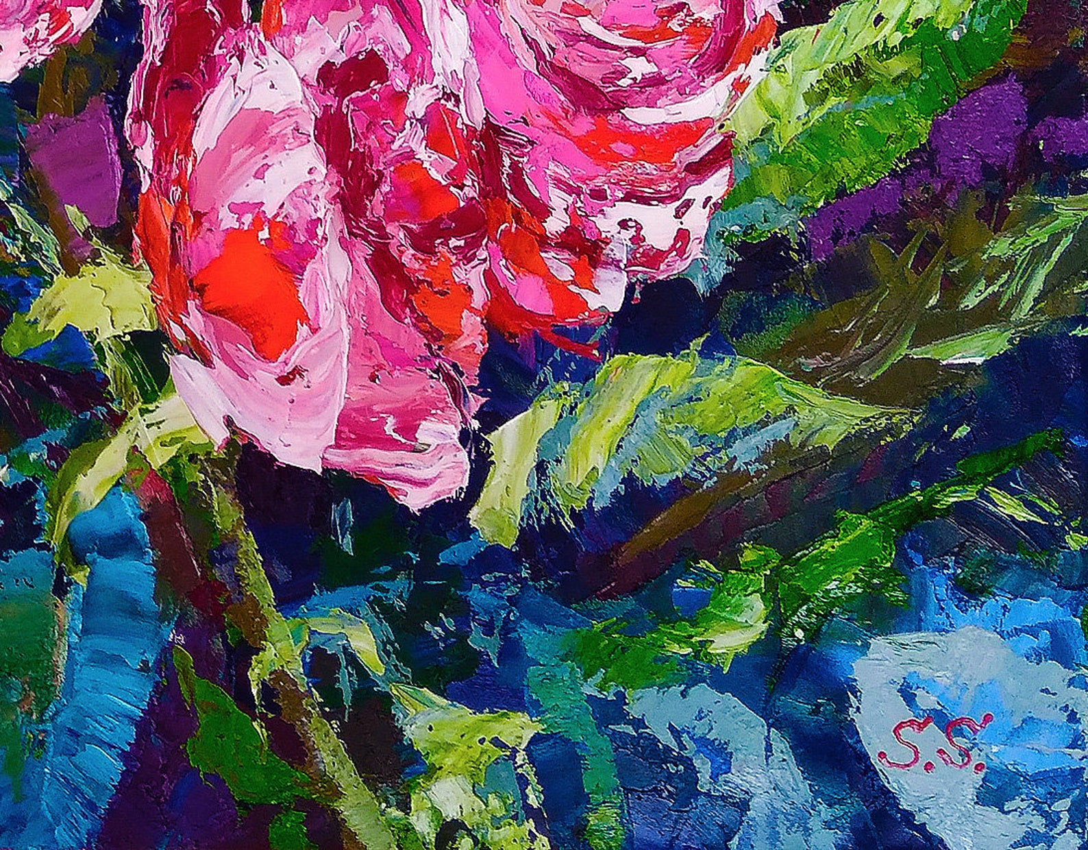 Roses Oil painting Original art Abstract bouquet of Roses Etsy
