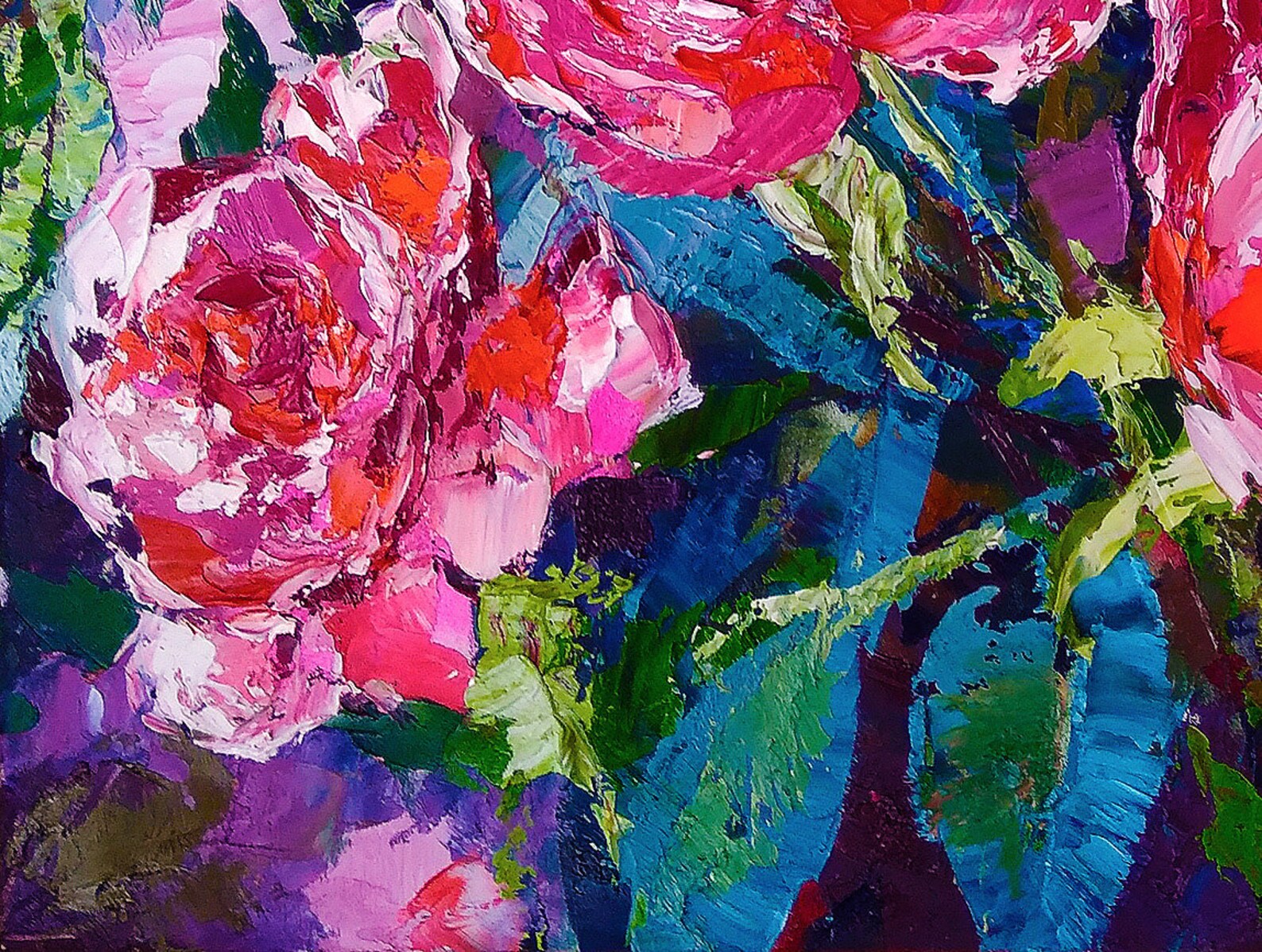 Roses Oil painting Original art Abstract bouquet of Roses Etsy