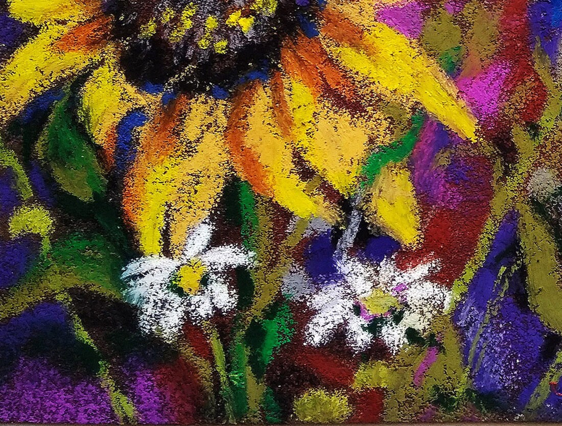 Daisy Painting Sunflower Original Art Flowers Artwork Pastel Etsy