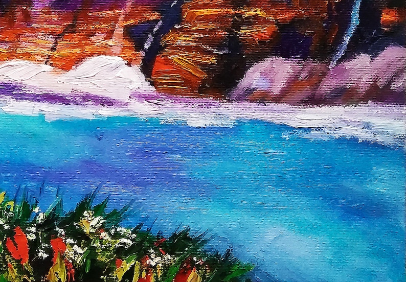 Glacier National Park Original Art Oil Painting Mountains Lake Mountain Landscape Wall Art Above Sofa Art by LanaLight S.