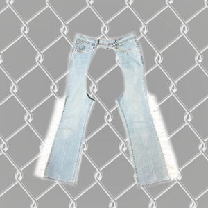 Vintage Levi's przerobione dżinsowe spodnie kowbojskie Chaps Cowboy Carter inspirowane Texas Beyonce Tour Rhinestone Trim XS S L XL XXL