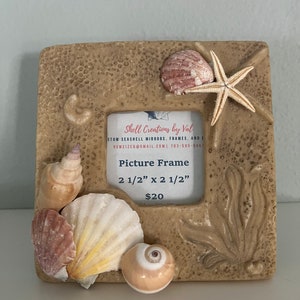 Small Seashell Accented Resin Frame l Coastal Decor l Gift