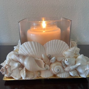 Seashell Vase or Lantern l Coastal Decor l Mother&#39;s Day Gift