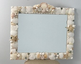White/Horizontal Orientation Custom Sea Shell Mirror