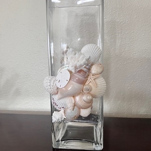 Large Glass Seashell Vase  l Coastal Decor l Mother&#39;s Day Gift