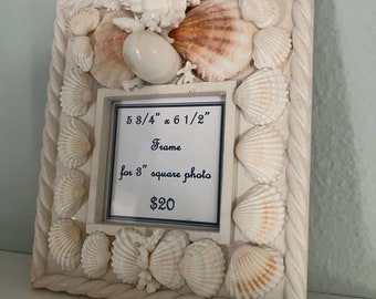 Small Offwhite Seashell Frame l Coastal Decor l Gift