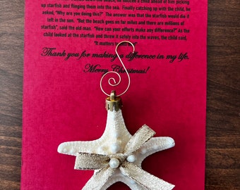 Starfish Christmas Ornament with Story l Christmas Gift l Personalized Gift l Seashell Ornament l Sea Shell Ornament