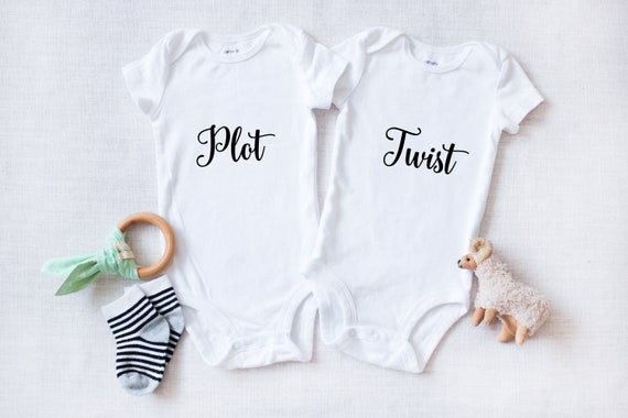 Baby A Baby B Twin bodysuit fraternal Twin Pregnancy Announcement Take Home Outfit Baby Shower Gift Baby Boy Baby Girl Twin Onesies