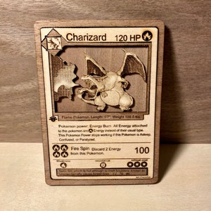 Charizard 3D houten pokemonkaart | handgemaakt cadeau | lasergegraveerd