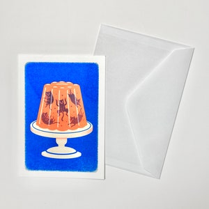 Postal Risograph de gatos Jell-O - Azul Naranja