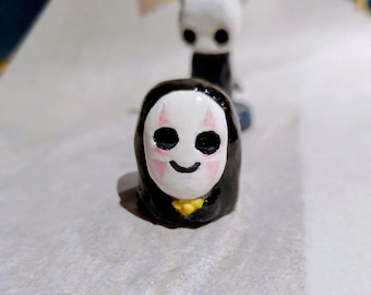 Handmade No Face Clay Figurine, Studio Ghibli Inspired, Anime Decor
