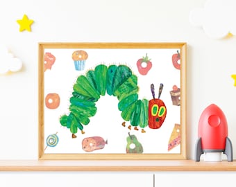 Kinderkamerprint The Very Hungry Caterpillar, kinderkamerdecoratie (digitale download)