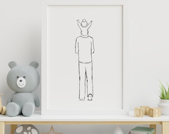 Digital Download Father and Child Print, Line Art Minimalist, Only Child, Gifts for Fathers
