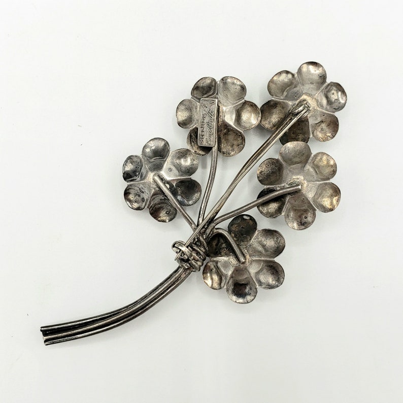 Sterling Flower Brooch COROCRAFT STERLING Silver Flower Bouquet Brooch Coro Figural Brooch