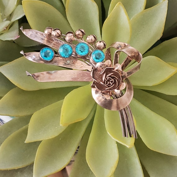 STERLING HOBÉ FLOWER Spray Pin - Hobe Brooch - Sig