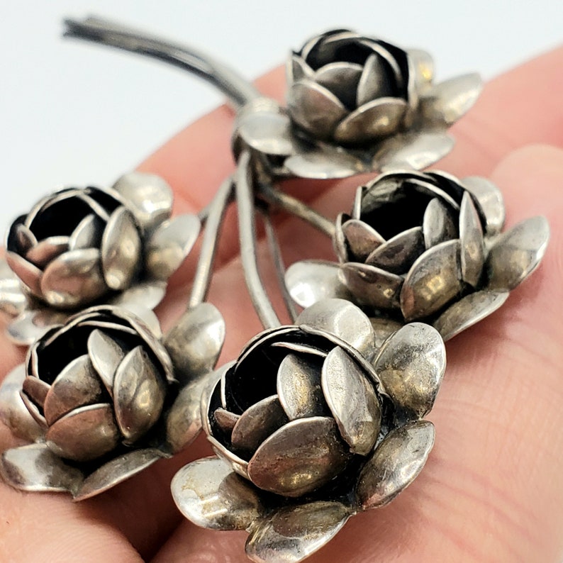 Sterling Flower Brooch COROCRAFT STERLING Silver Flower Bouquet Brooch Coro Figural Brooch