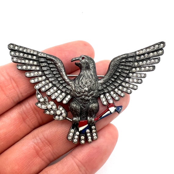 PATRIOTIC Eagle Brooch - American Bald Eagle Brooc