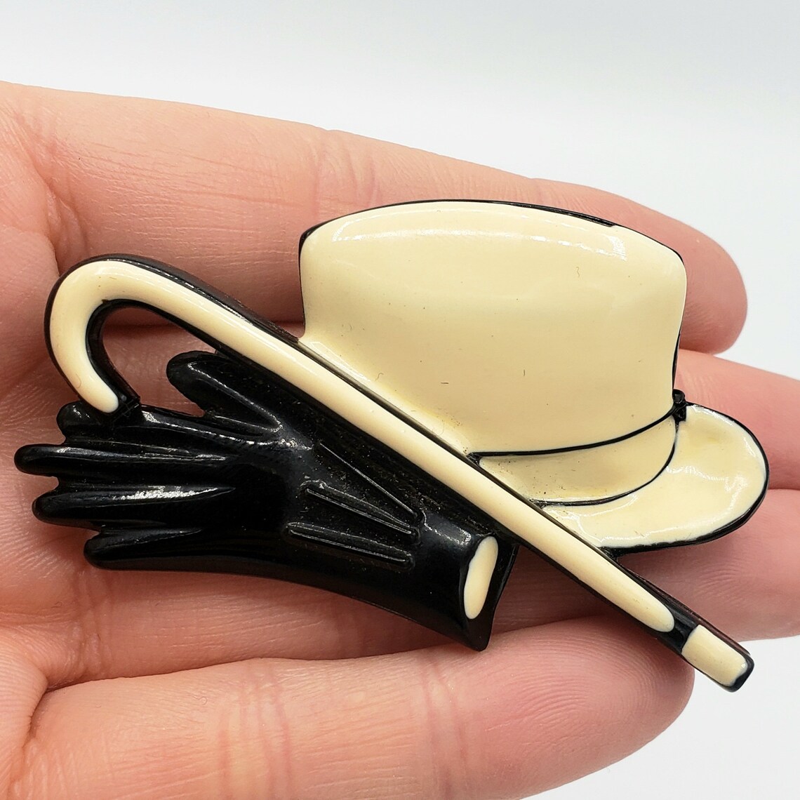 PUTTING on the RITZ Hat Cane and Gloves Brooch Hat Brooch Etsy