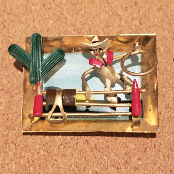 OOAK WESTERN Scene Pin - Depression Era Scene Broo