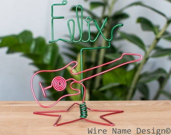 Lettering Name made of wire / electric guitar WITH NAME. An ideal gift for school enrollment, birthdays, friends, Christmas, birth, etc.