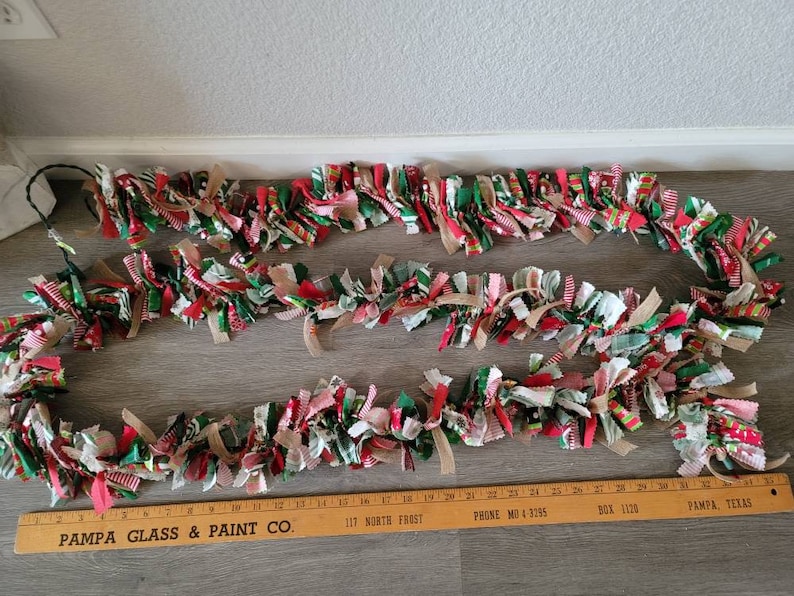 Christmas Lighted Rag Garland 12ft