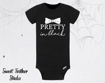 Pretty In Black Infant Bodysuit, Made to Order - Black with White Lettering - Infant and Baby Apparel - Free Shipping