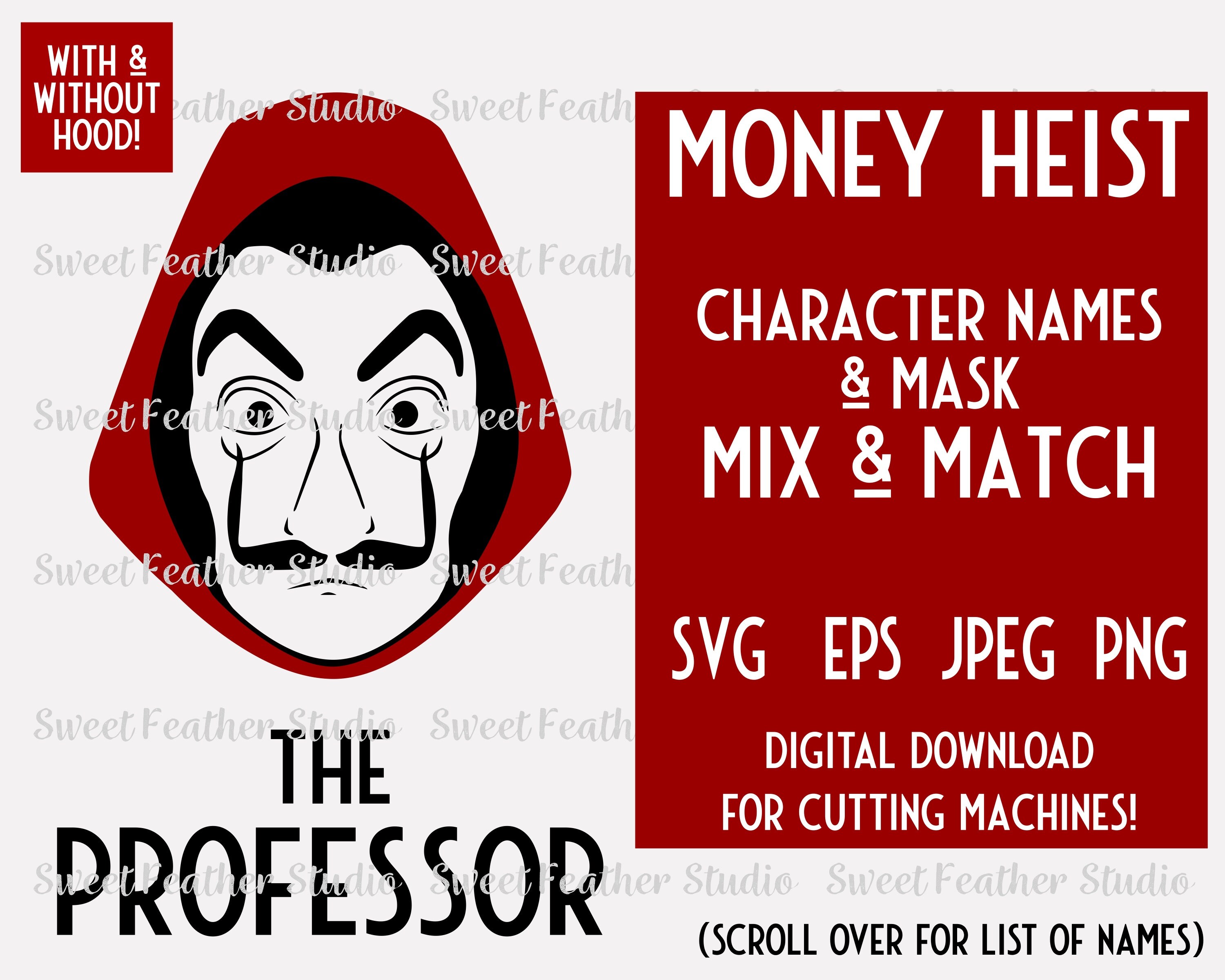 Money Heist Mask & Names SVG Mix and Match for Cutting Etsy UK