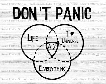 Don't Panic SVG i DXF, 42, Życie, Wszechświat, Wszystko - do maszyn tnących, drukowania i nie tylko!