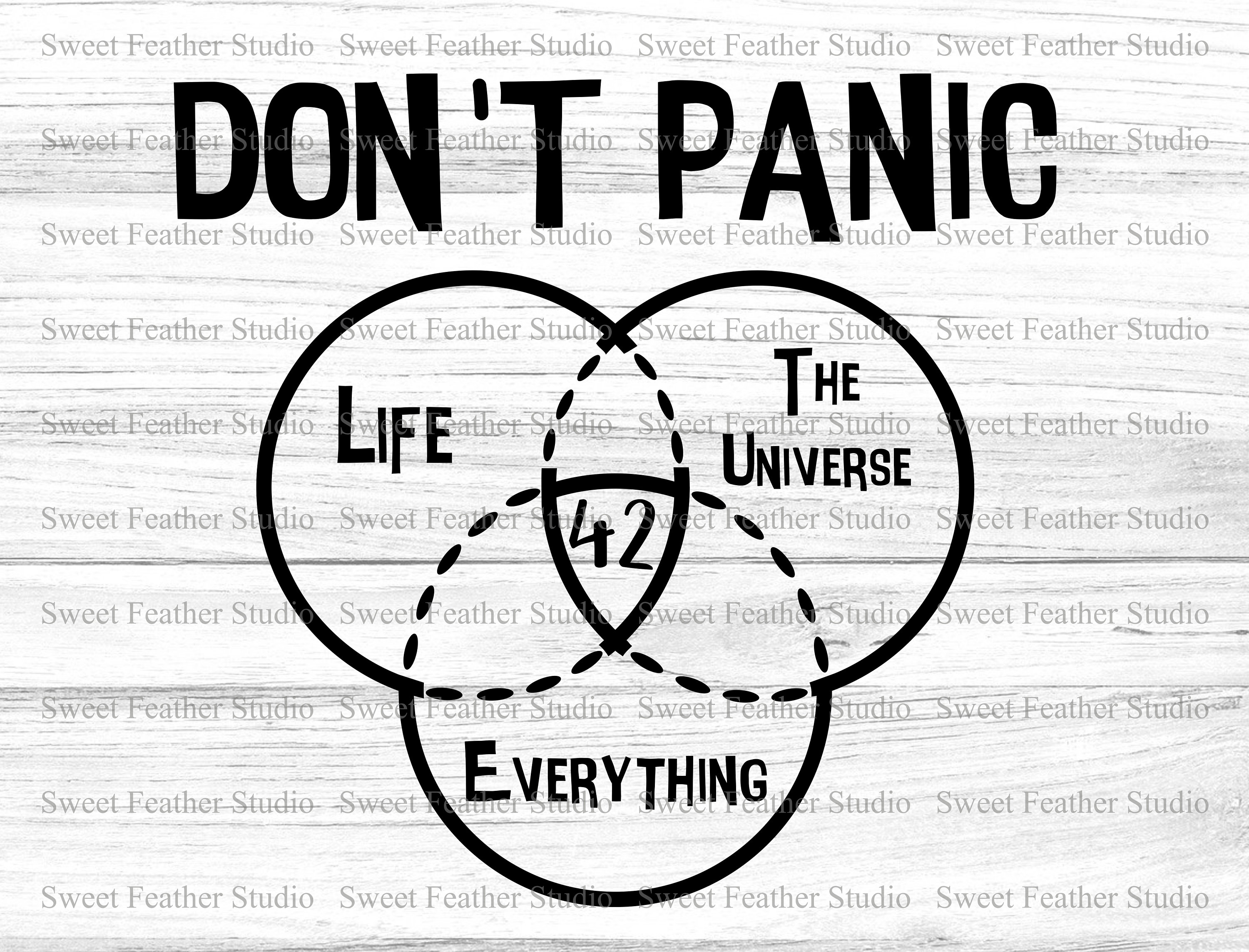 The Hitchhiker's Guide to the Galaxy - Don't Panic + 42 is the answer