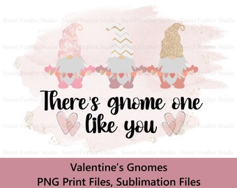 Valentine's Gnome Sublimation and Print Files, 2 Styles Included, Pastel Pink and Glitter, For Card Making, Stickers, Sublimation, and More