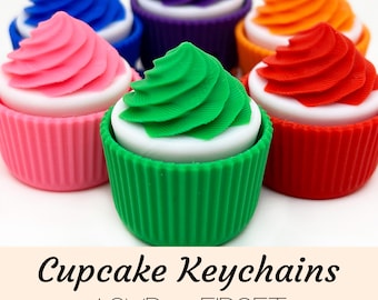 Clickable Cupcake Keychains, Choice of Colors - ASMR, Fidget Toy, Sensory Toy, Stocking Stuffer