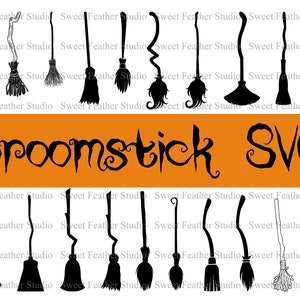 Broomstick SVG Bundle, 20 Different Witch Brooms, Halloween SVG, Halloween Clipart, For Cutting Machines like Cricut and Silhouette