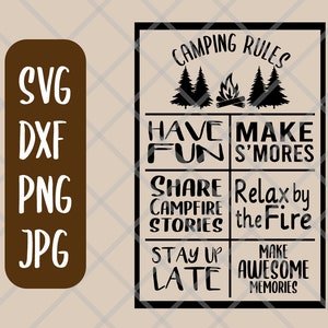 Camping Rules SVG & DXF, For Signs, Buckets, Tshirts, and More!
