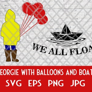 Gerogie from IT with Balloons and Boat - SVG Cutting and Printing Files