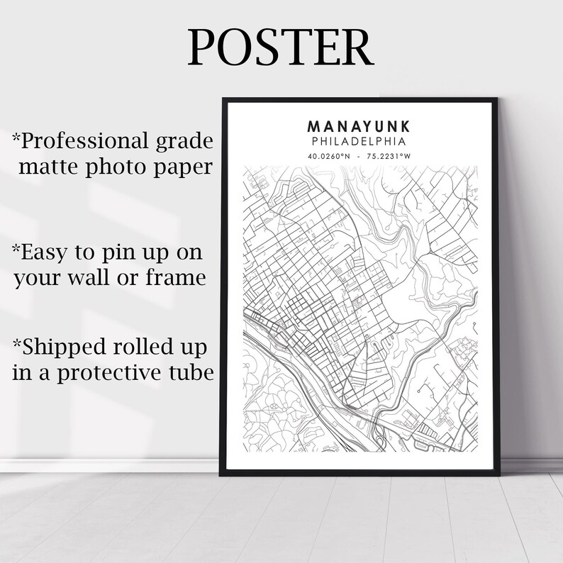 Manayunk Map Manayunk City Map Print | Manayunk Philadelphia Map Print | Manayunk ...