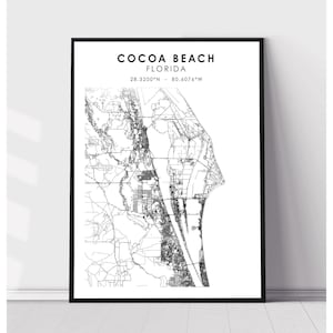 Carte de Cocoa Beach Imprimer | Cocoa Beach Florida Carte Imprimer | Cocoa Beach Florida Carte Décor Canvas Print