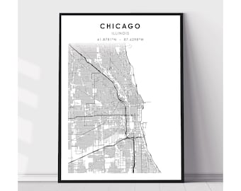 Chicago Map Print | Chicago Illinois Map Print | Chicago Illinois Map Decor Canvas Print